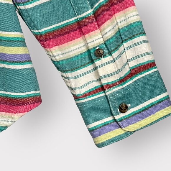Chaps Button Up Top Women XL Multicolor Striped Cotton Thick Long Sleeve AA84 - Picture 10 of 10